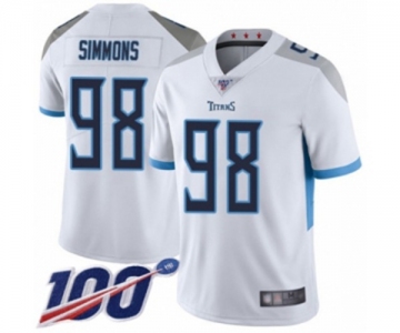 Men's Tennessee Titans #98 Jeffery Simmons White Vapor Untouchable Limited Player 100th Season Football Jersey