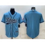 Men's Tennessee Titans Blank Blue With Patch Cool Base Stitched Baseball Jersey