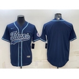 Men's Tennessee Titans Blank Navy With Patch Cool Base Stitched Baseball Jersey