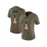 Women Nike Tennessee Titans #1 Warren Moon Limited Olive USA Flag 2017 Salute to Service NFL Jersey