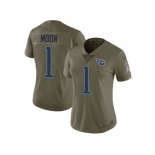 Women Nike Tennessee Titans #1 Warren Moon Olive Stitched NFL Limited 2017 Salute to Service Jersey