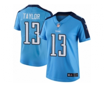 Women Nike Tennessee Titans #13 Taywan Taylor Limited Light Blue Rush Vapor Untouchable NFL Jersey