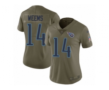 Women Nike Tennessee Titans #14 Eric Weems Limited Olive 2017 Salute to Service NFL Jersey