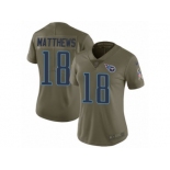 Women Nike Tennessee Titans #18 Rishard Matthews Limited Olive 2017 Salute to Service NFL Jersey