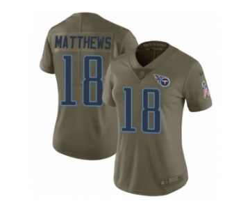 Women Nike Tennessee Titans #18 Rishard Matthews Limited Olive 2017 Salute to Service NFL Jersey