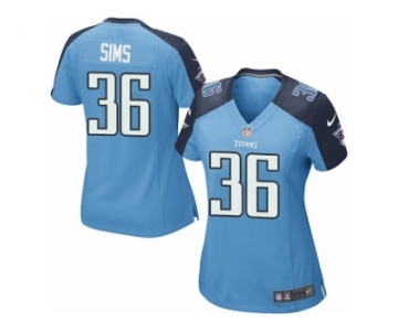 Women Nike Tennessee Titans #36 LeShaun Sims Game Light Blue Team Color NFL Jersey