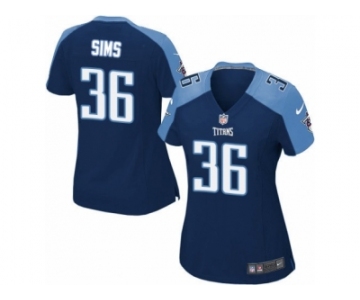 Women Nike Tennessee Titans #36 LeShaun Sims Game Navy Blue Alternate NFL Jersey