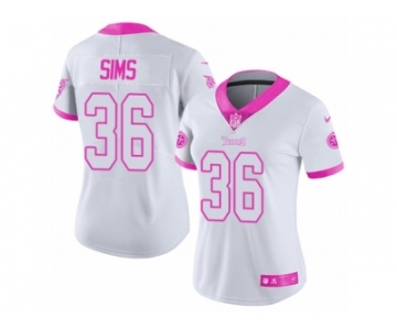 Women Nike Tennessee Titans #36 LeShaun Sims Limited White Pink Rush Fashion NFL Jersey