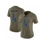 Women Nike Tennessee Titans #4 Ryan Succop Limited Olive 2017 Salute to Service NFL Jersey