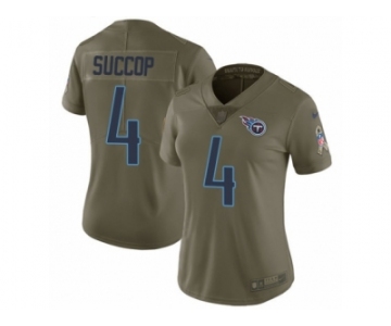 Women Nike Tennessee Titans #4 Ryan Succop Limited Olive 2017 Salute to Service NFL Jersey