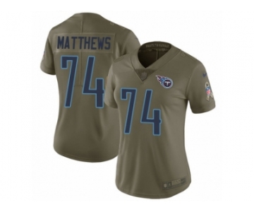 Women Nike Tennessee Titans #74 Bruce Matthews Limited Olive 2017 Salute to Service NFL Jersey