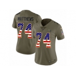 Women Nike Tennessee Titans #74 Bruce Matthews Limited Olive USA Flag 2017 Salute to Service NFL Jersey