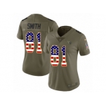 Women Nike Tennessee Titans #81 Jonnu Smith Limited Olive USA Flag 2017 Salute to Service NFL Jersey