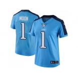 Women's Nike Tennessee Titans #1 Warren Moon Light Blue Stitched NFL Limited Rush Jersey