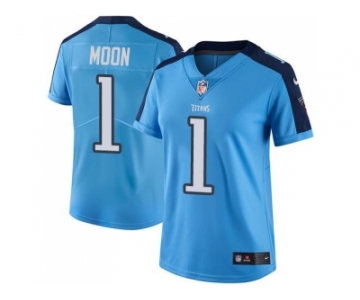 Women's Nike Tennessee Titans #1 Warren Moon Light Blue Stitched NFL Limited Rush Jersey