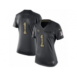 Women's Nike Tennessee Titans #1 Warren Moon Limited Black 2016 Salute to Service NFL Jersey