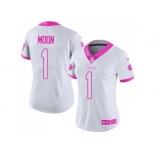 Women's Nike Tennessee Titans #1 Warren Moon White Pink Stitched NFL Limited Rush Fashion Jersey