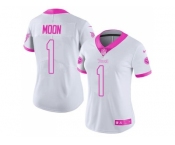 Women's Nike Tennessee Titans #1 Warren Moon White Pink Stitched NFL Limited Rush Fashion Jersey