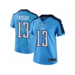 Women's Nike Tennessee Titans #13 Taywan Taylor Limited Light Blue Rush NFL Jersey