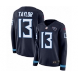 Women's Nike Tennessee Titans #13 Taywan Taylor Limited Navy Blue Therma Long Sleeve NFL Jersey