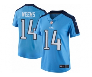 Women's Nike Tennessee Titans #14 Eric Weems Limited Light Blue Rush NFL Jersey