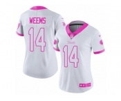 Women's Nike Tennessee Titans #14 Eric Weems Limited White Pink Rush Fashion NFL Jersey