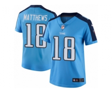 Women's Nike Tennessee Titans #18 Rishard Matthews Limited Light Blue Rush NFL Jersey