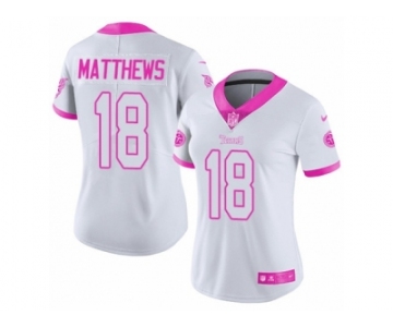 Women's Nike Tennessee Titans #18 Rishard Matthews Limited White Pink Rush Fashion NFL Jersey