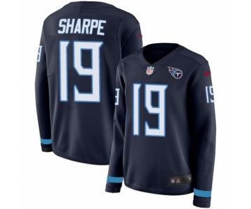 Women's Nike Tennessee Titans #19 Tajae Sharpe Limited Navy Blue Therma Long Sleeve NFL Jersey