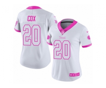 Women's Nike Tennessee Titans #20 Perrish Cox Limited White Pink Rush Fashion NFL Jersey