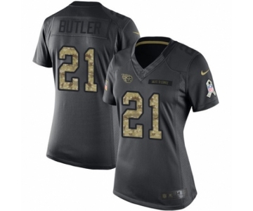 Women's Nike Tennessee Titans #21 Malcolm Butler Limited Black 2016 Salute to Service NFL Jersey