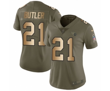 Women's Nike Tennessee Titans #21 Malcolm Butler Limited Olive Gold 2017 Salute to Service NFL Jersey