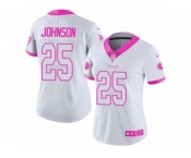 Women's Nike Tennessee Titans #25 Rashad Johnson Limited White Pink Rush Fashion NFL Jersey