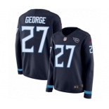 Women's Nike Tennessee Titans #27 Eddie George Limited Navy Blue Therma Long Sleeve NFL Jersey