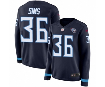 Women's Nike Tennessee Titans #36 LeShaun Sims Limited Navy Blue Therma Long Sleeve NFL Jersey