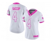 Women's Nike Tennessee Titans #4 Ryan Succop Limited White Pink Rush Fashion NFL Jersey