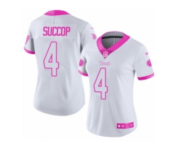 Women's Nike Tennessee Titans #4 Ryan Succop Limited White Pink Rush Fashion NFL Jersey