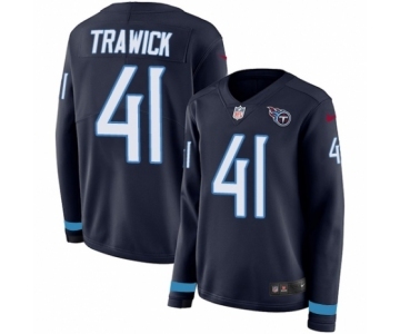 Women's Nike Tennessee Titans #41 Brynden Trawick Limited Navy Blue Therma Long Sleeve NFL Jersey