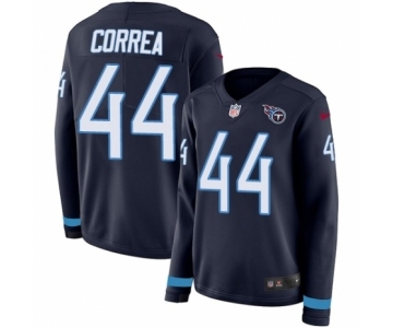 Women's Nike Tennessee Titans #44 Kamalei Correa Limited Navy Blue Therma Long Sleeve NFL Jersey