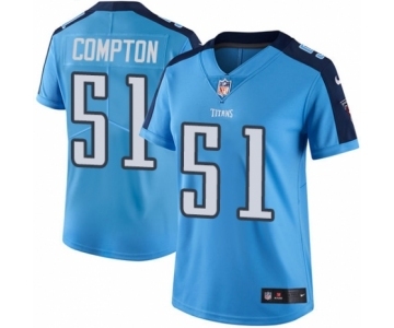 Women's Nike Tennessee Titans #51 Will Compton Limited Light Blue Rush Vapor Untouchable NFL Jersey