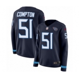 Women's Nike Tennessee Titans #51 Will Compton Limited Navy Blue Therma Long Sleeve NFL Jersey