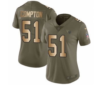 Women's Nike Tennessee Titans #51 Will Compton Limited Olive Gold 2017 Salute to Service NFL Jersey