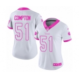 Women's Nike Tennessee Titans #51 Will Compton Limited White Pink Rush Fashion NFL Jersey