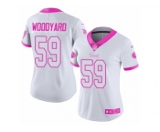 Women's Nike Tennessee Titans #59 Wesley Woodyard Limited White Pink Rush Fashion NFL Jersey