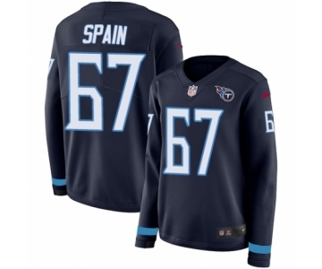 Women's Nike Tennessee Titans #67 Quinton Spain Limited Navy Blue Therma Long Sleeve NFL Jersey