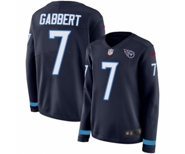 Women's Nike Tennessee Titans #7 Blaine Gabbert Limited Navy Blue Therma Long Sleeve NFL Jersey