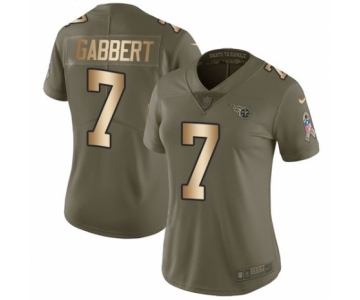 Women's Nike Tennessee Titans #7 Blaine Gabbert Limited Olive Gold 2017 Salute to Service NFL Jersey