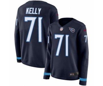 Women's Nike Tennessee Titans #71 Dennis Kelly Limited Navy Blue Therma Long Sleeve NFL Jersey