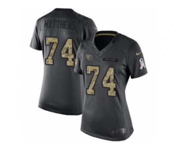 Women's Nike Tennessee Titans #74 Bruce Matthews Limited Black 2016 Salute to Service NFL Jersey