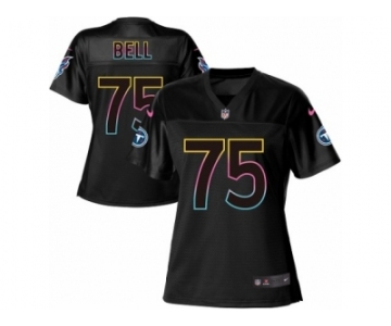 Women's Nike Tennessee Titans #75 Byron Bell Game Black Fashion NFL Jersey